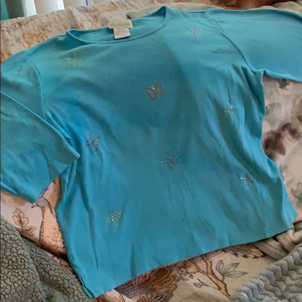 Quacker Factory Cotton T-shirt with butterfly’s
